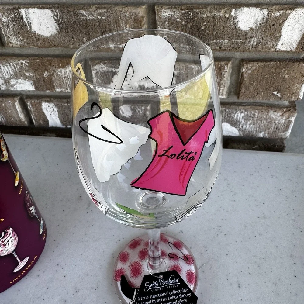 Lolita Hand Painted Wine‎ Glass 15oz Fashionista Recipe on Bottom